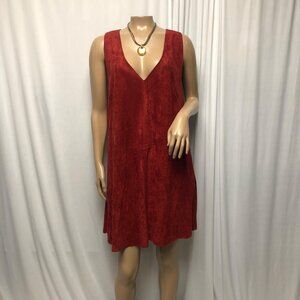 Umgee USA Dress Womens Sz Large Rust Red Sleeveless Faux Suede Pockets Shift NEW